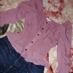 Shimmery Rose peasant top